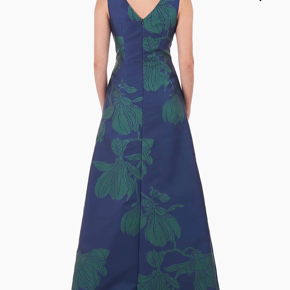 Kay Unger Navy and Teal Floral Maxi Dress / Jumpsuit - Picture 5 of 16